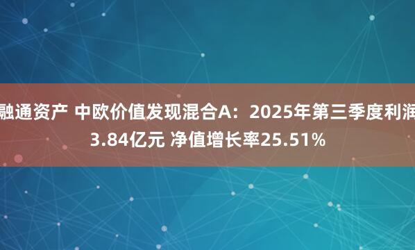 融通资产 中欧价值发现混合A：2025年第三季度利润3.84亿元 净值增长率25.51%