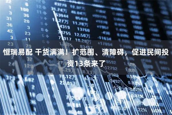 恒瑞易配 干货满满！扩范围、清障碍，促进民间投资13条来了